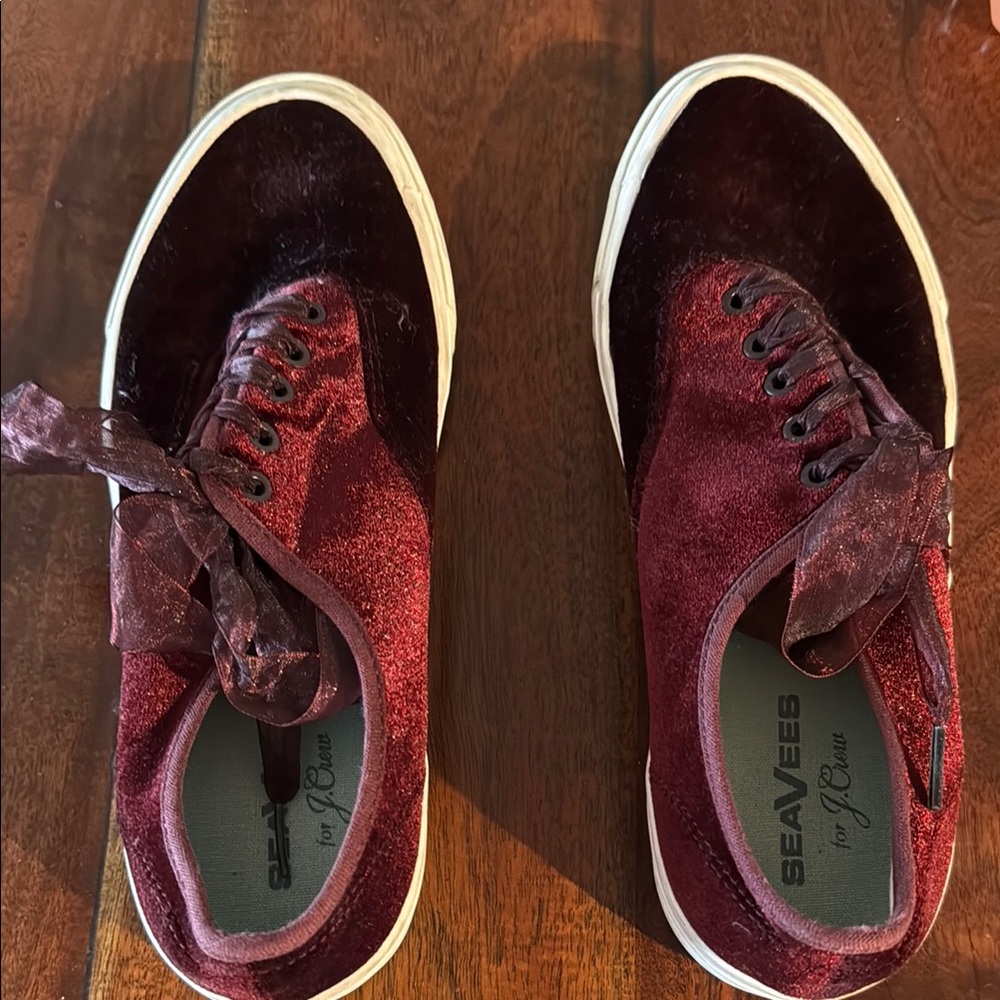 SeaVees Maroon Velvet Lace-Up Sneakers